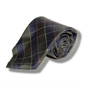 CACHAREL Green & Purple Silk Plaid Tie VINTAGE